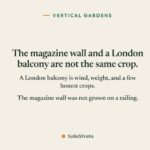 The magazine wall and a London balcony are not the same crop.
